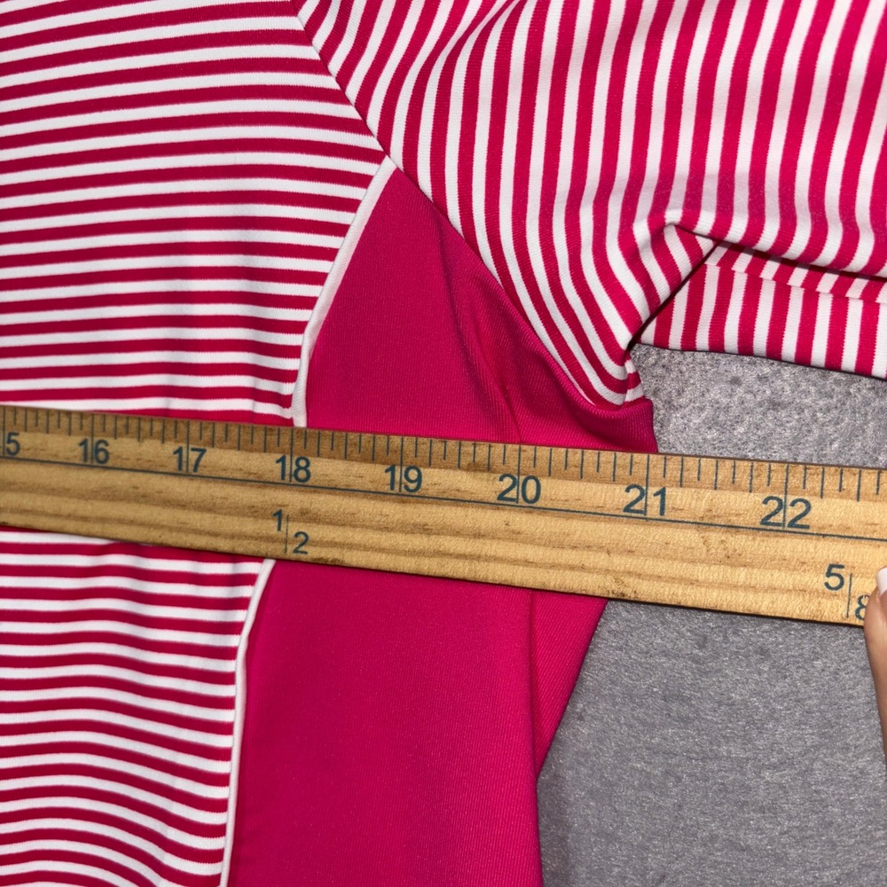 Tommy Bahama Island Zone Women Golf Top L Pink White Stripe Quarter Zip Athletic - Picture 7 of 8